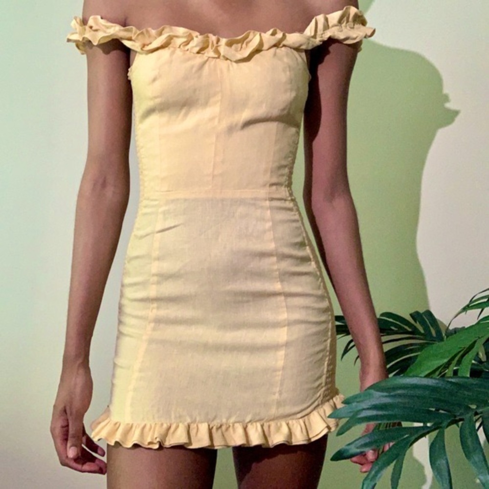 Reformation Bonita Dress Lemon Yellow